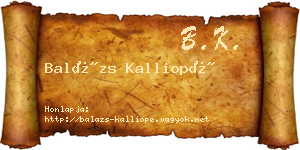 Balázs Kalliopé névjegykártya